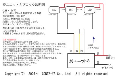 画像1: LED炎（ほのお）ユニット3ブロック