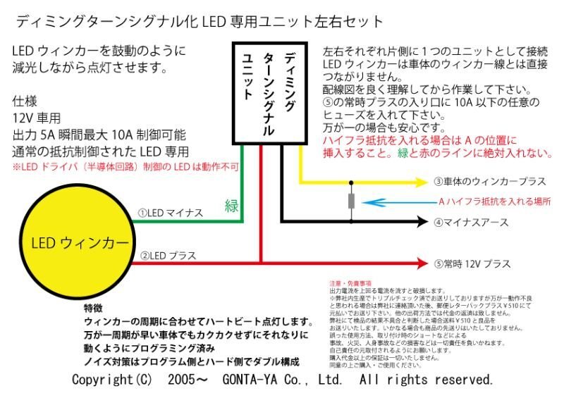 ディミングターンシグナル化LED専用ユニット左右セット - ごんた