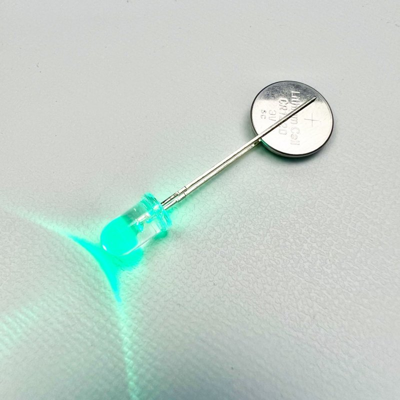 画像1: 3Vボタン電池で赤と緑のLEDYouTube動画用 (1)