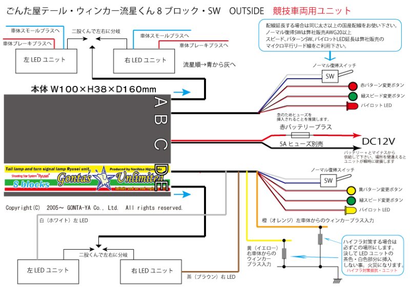 画像1: 2in1ごんた屋の流星くんウィンカー&テールユニット8ブロック